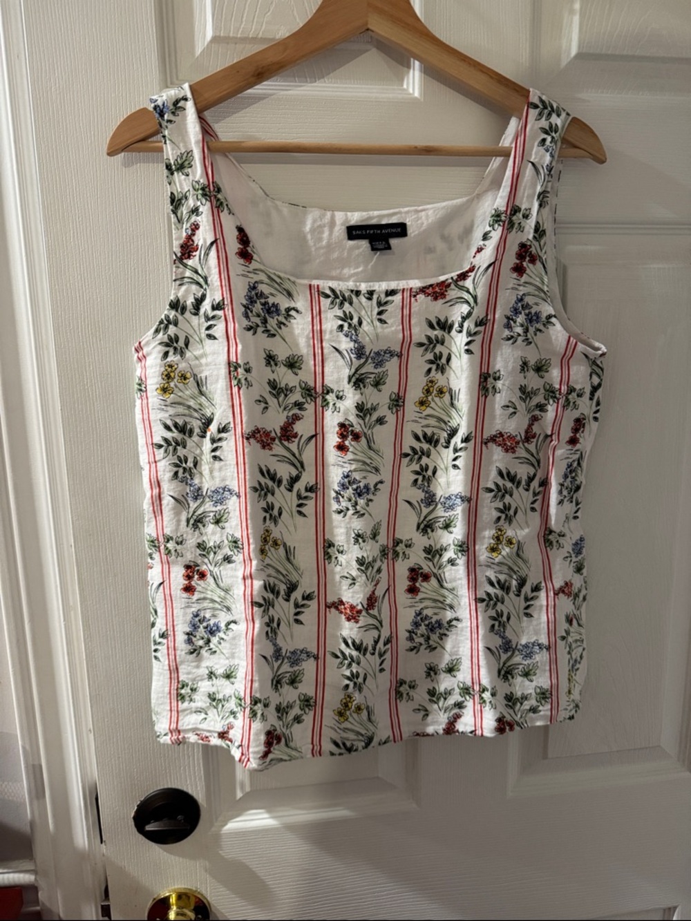Saks fifth avenue White Floral Stripe Cotton Tank